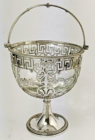 Elkington & Co Victorian Silver Plated Swing Handled Sugar Bowl 1875