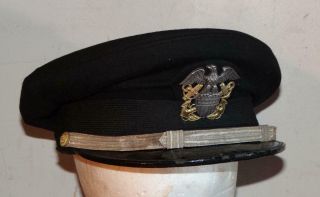 Wwii Era U.  S.  Navy Naval Aviation Officers Visor Cap Hat W/insignia " Dobbs "