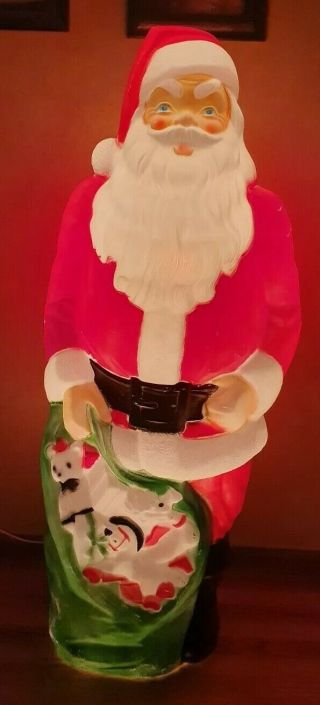Huge Vintage Empire 46 " Lighted Christmas Blow Mold Santa Claus With Toy Sack
