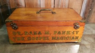 Vintage Magic Trick Box Prop Stage Show Illusion Wooden Dr Dana Gospel Magician