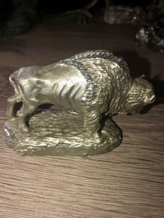 Masterworks Fine Pewter Buffalo Paperweight Peter Sedlow 3 1/2 " Native American