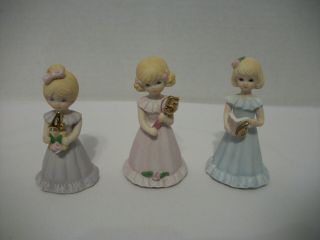 Vintage Enesco Growing Up Birthday Girls Figurines - 4,  5,  And 6,  1981