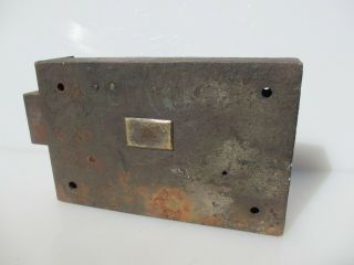 Large Victorian Iron Door Lock Brass Plate Prison? Antique Old No Key 4.  6kg