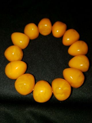 Vintage Baltic Amber Hand Shaped Butterscotch Egg Yolk Bracelet 60g