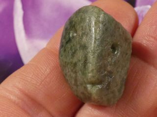 Ancient Pre - Columbian Mesoamer Green Jade Face Bead Mezcala Type 26 By 20 By 16
