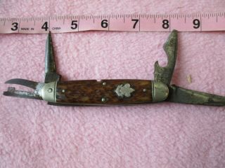 Vintage 1927 Remington 4 Blade Pocket Knife Brown Bone Handles A Great Find