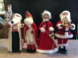 4 Vintage Byers Choice Victorian Christmas 1980s 3 Santa 