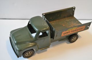 Vintage Buddy L Army Transport Truck Metal Green Military 1950s - 1960s