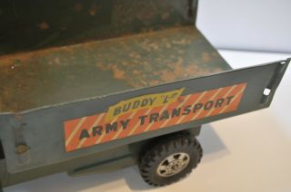 Vintage Buddy L Army Transport Truck Metal Green Military 1950s - 1960s 3