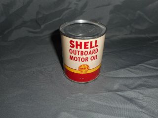Vintage Shell 2 Cycle Outboard Motor Oil 8 Oz Advertising Can - Full -