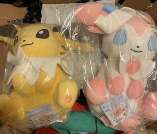 Large Plush Of Jolteon And Sylveon From The I Love Eevee Series /