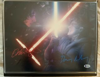 Star Wars Daisy Ridley And Adam Driver Lightsaber Autograph 11x14