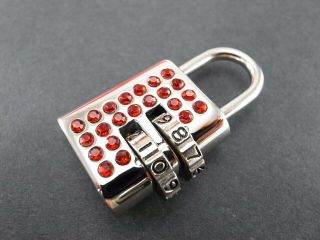 Small Mini Padlock Combination Lock Crystal Red Gem Stone -