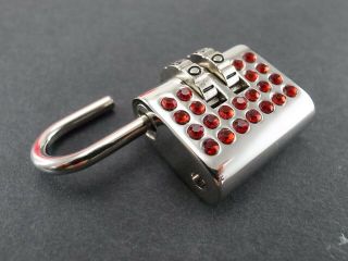 Small Mini Padlock Combination lock Crystal Red Gem Stone - 3