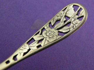 Rare Sterling Tiffany & Co 4 3/4 " Spoon Pierced Floral Peony W/ Gold Vermeil