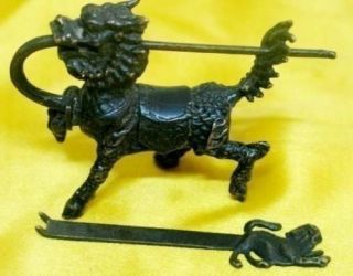 Collectibles Rare Chinese Old Style Brass Carved Kylin Lock & Key Nr