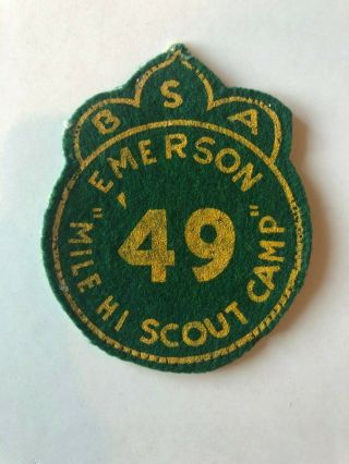1949 Camp Emerson Felt Pocket Patch Boy Scouts Tahquitz Lodge Idyllwild Worn