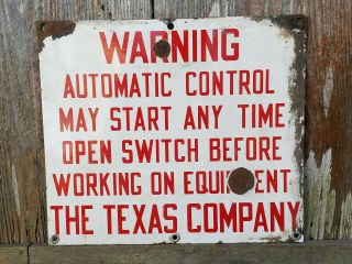 1950s Texas Company Porcelain Texaco Oil Well Lease Sign Heavy Steel