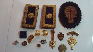 Vintage Masonic - Knights Templar Chapeau Coss Patch,  Shoulder Boards & More