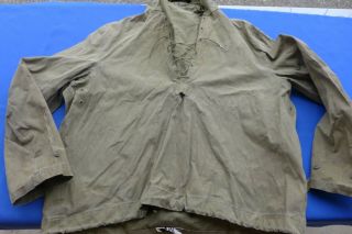 Vintage Wwii Us Navy Usn Rain Deck Coat Weather Parka Jacket Pullover Anorak Wet