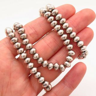 Old Pawn Vintage 925 Sterling Silver Navajo Pearls Handmade Bead Tribal Necklace