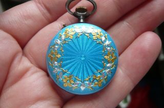 Art Deco Guilloche Enamel And Silver Fob Watch