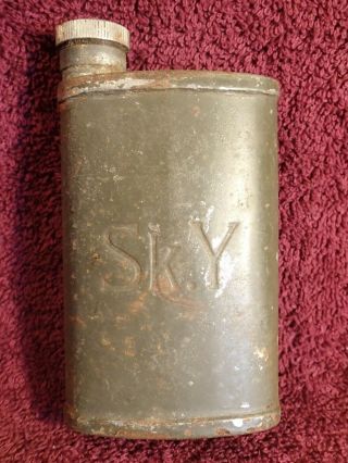 Old Vintage Military Metal Oil Can Oiler Sk.  Y.  Finland Finnish Wwii