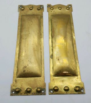 Antique Victorian Art Nouveau Brass Door Finger Plates C1870 - Design