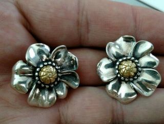 Ann King Sterling Silver 18k Flowers Earrings