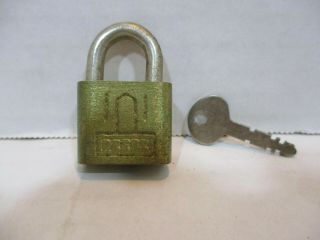 Vintage Reese Miniature Brass Lock Padlock With Key Made In U.  S.  A.