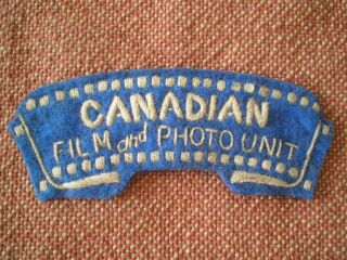 Ww2 Canadian Film & Photo Unit Cloth Shoulder Title Badge