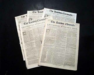 Five 18th Century LONDON England Pre Revolutionary War Era 1758 - 1772 Newspapers 3
