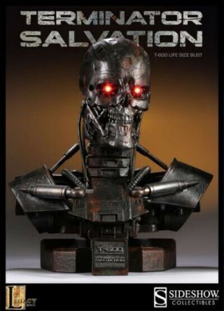 22 " Sideshow Terminator Endoskeleton Salvation T - 600 Light Up 1:1 Statue Bust