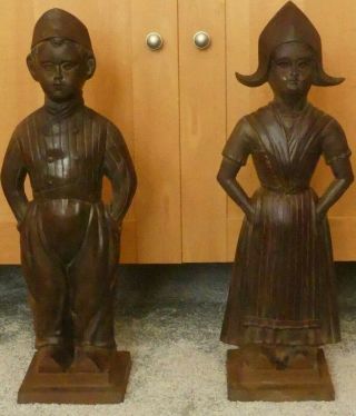 Antique Nestor Metal Dutch Boy & Girl Fireplace Companion Figures
