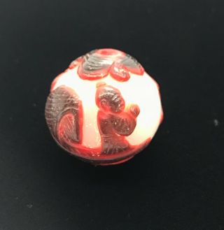 Pagoda & Buddha Antique Hand Carved Chinese Imperial Peking Glass Bead