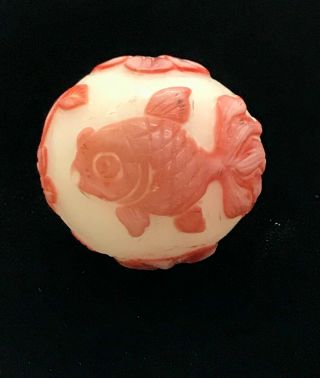 Fish Antique Hand Carved Chinese Imperial Peking Glass Bead