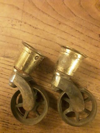 Unusual Antique Brass Castors - Quality - Cope & Collinson Patent