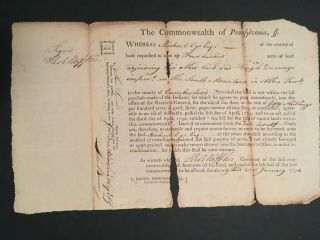 1794 Thomas Mifflin,  Governor Pa,  400 Acre Land Grant Document Signed