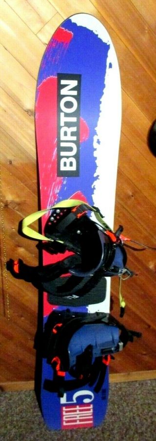 Vintage Burton 5 Snowboard,  With Flex Bindings And Safety Strap,