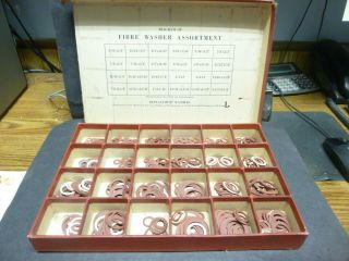 Vintage Assortment Of Fibre Washers In Counter Display,  24 Different Sizes,  Usa.