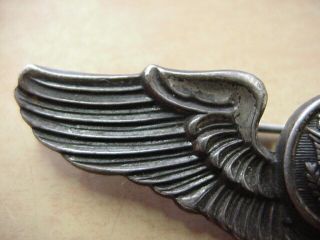 WW2 STERLING SILVER AAAF US ARMY AIR FORCE AIRCREW 3 INCH WING PIN N.  S.  MEYER 3
