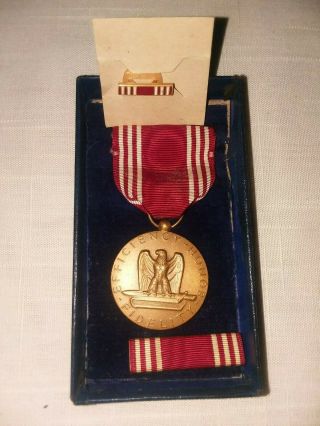 Ww2 Wwii Us Army Good Conduct Medal,  Ribbon Bar,  Pin 1945 Box