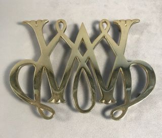 Pv03408 Vintage Brass Virginia Metalcrafters William & Mary Trivet With Bumpers