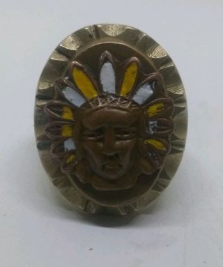 Vintage 1940s Mexican Biker Ring Native American Indian Chief Heavy Size 10