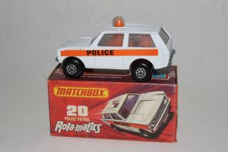 Matchbox Superfast 20 Police Patrol Land Rover,  White,  Police Labels,  Boxed 3