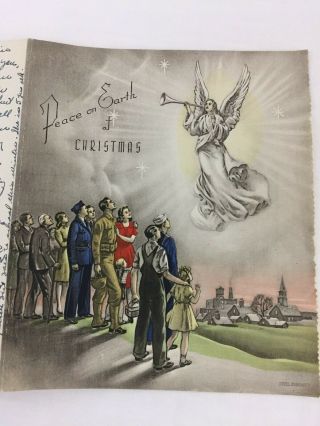 Vtg 1940’s Christmas Card Military World War 2