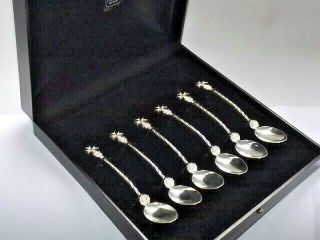 Maltese Solid Silver Sterling Set Of Six Coffee Tea Spoons Cased Cross Of Malta
