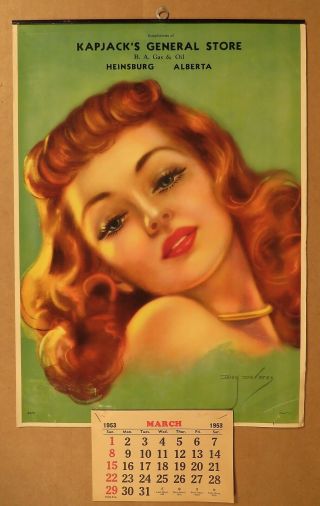1953 Billy Devross Pin Up Good Girl B & A Oil 12 " X 16 1/4 " Calendar