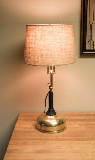 Steampunk Industrial Vintage Coleman Quick Lite Brass Table Lamp Converted