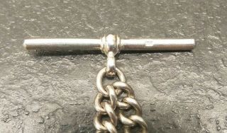 Antique Heavy Silver Graduated Albert Pocket Watch Chain & Fob.  By H.  A&S.  42g. 3